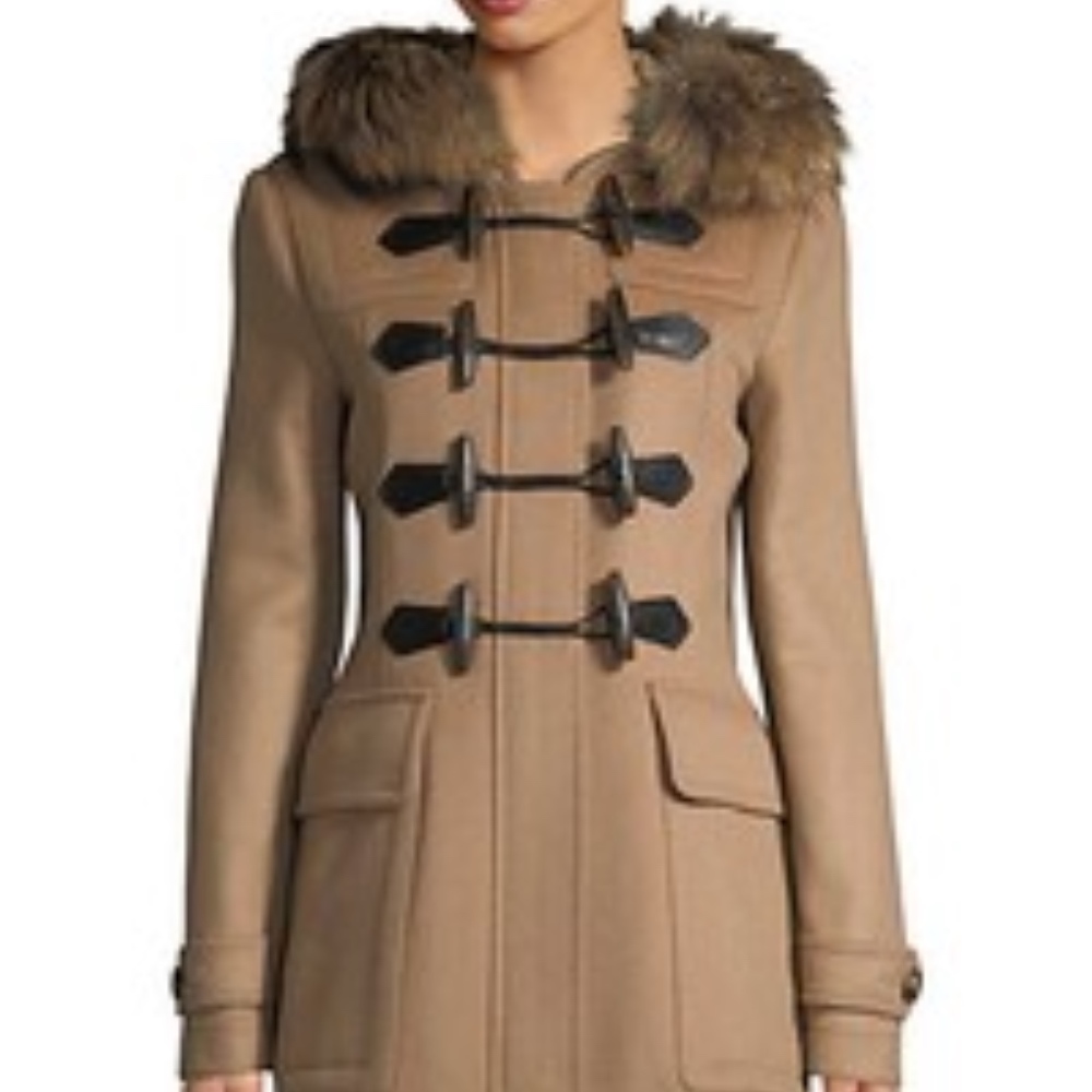Burberry wool coat with fur trim